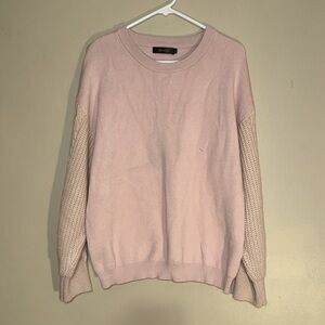 Pink Cable Knit Sleeve Sweater